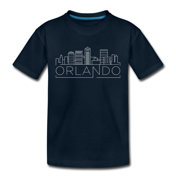 Orlando, Florida Youth T-Shirt - Skyline Youth Orlando Tee - deep navy