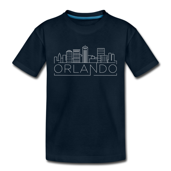 Orlando, Florida Youth T-Shirt - Skyline Youth Orlando Tee - deep navy