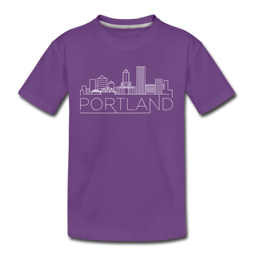Portland, Oregon Youth T-Shirt - Skyline Youth Portland Tee - purple