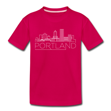 Portland, Oregon Youth T-Shirt - Skyline Youth Portland Tee - dark pink