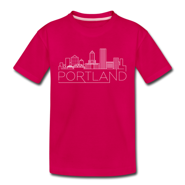Portland, Oregon Youth T-Shirt - Skyline Youth Portland Tee - dark pink
