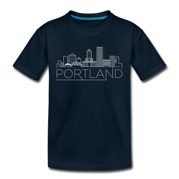 Portland, Oregon Youth T-Shirt - Skyline Youth Portland Tee - deep navy