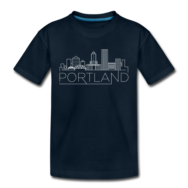Portland, Oregon Youth T-Shirt - Skyline Youth Portland Tee - deep navy