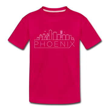 Phoenix, Arizona Youth T-Shirt - Skyline Youth Phoenix Tee - dark pink