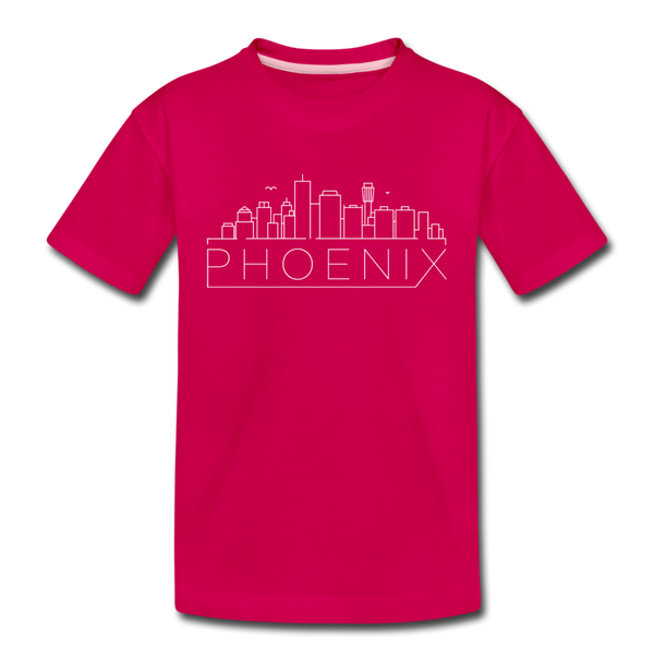 Phoenix, Arizona Youth T-Shirt - Skyline Youth Phoenix Tee - dark pink