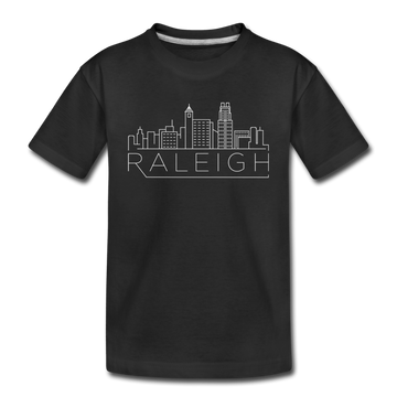 Raleigh, North Carolina Youth T-Shirt - Skyline Youth Raleigh Tee - black