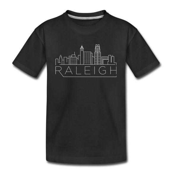 Raleigh, North Carolina Youth T-Shirt - Skyline Youth Raleigh Tee - black
