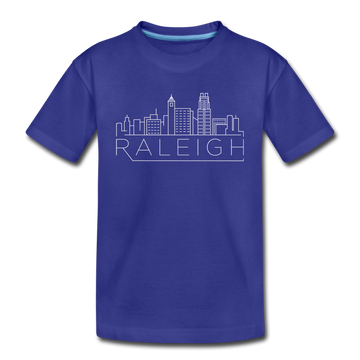Raleigh, North Carolina Youth T-Shirt - Skyline Youth Raleigh Tee - royal blue