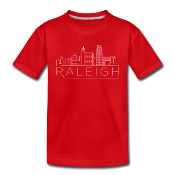 Raleigh, North Carolina Youth T-Shirt - Skyline Youth Raleigh Tee - red