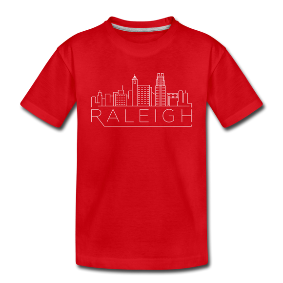 Raleigh, North Carolina Youth T-Shirt - Skyline Youth Raleigh Tee - red