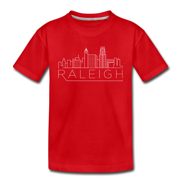 Raleigh, North Carolina Youth T-Shirt - Skyline Youth Raleigh Tee - red