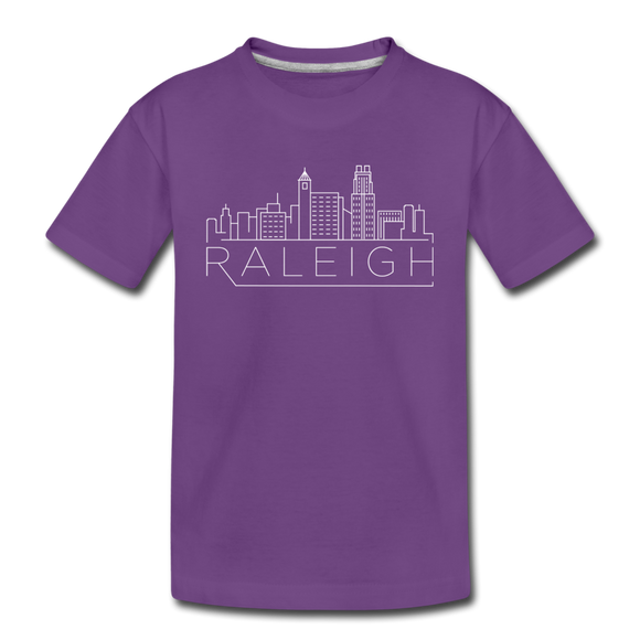 Raleigh, North Carolina Youth T-Shirt - Skyline Youth Raleigh Tee - purple