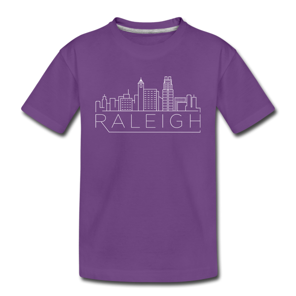 Raleigh, North Carolina Youth T-Shirt - Skyline Youth Raleigh Tee - purple
