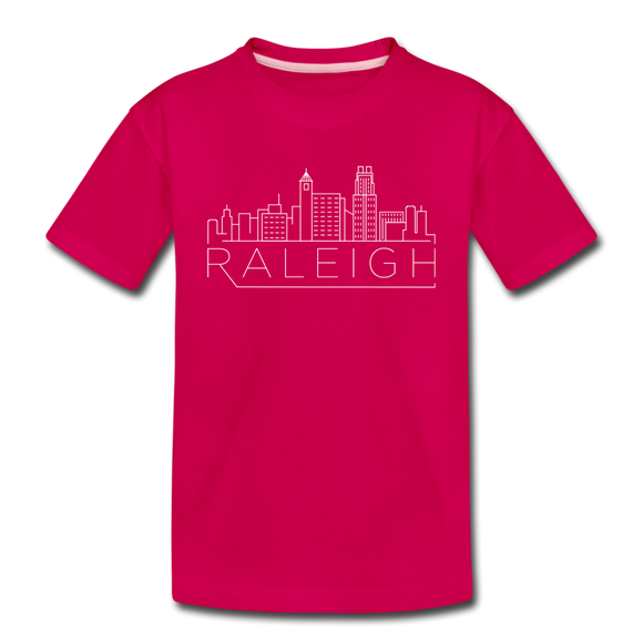 Raleigh, North Carolina Youth T-Shirt - Skyline Youth Raleigh Tee - dark pink