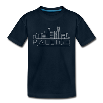 Raleigh, North Carolina Youth T-Shirt - Skyline Youth Raleigh Tee - deep navy