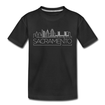 Sacramento, California Youth T-Shirt - Skyline Youth Sacramento Tee - black