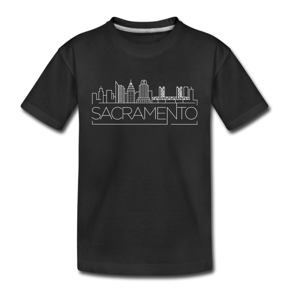 Sacramento, California Youth T-Shirt - Skyline Youth Sacramento Tee - black