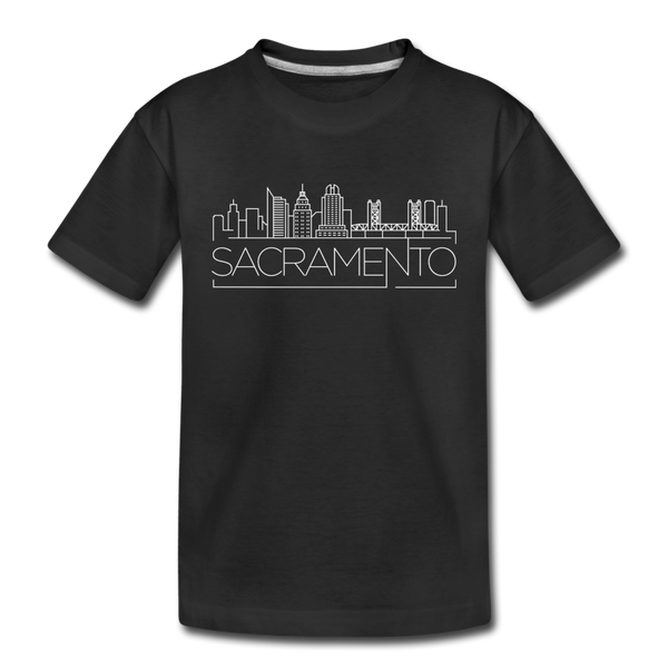 Sacramento, California Youth T-Shirt - Skyline Youth Sacramento Tee - black