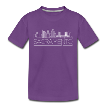 Sacramento, California Youth T-Shirt - Skyline Youth Sacramento Tee - purple