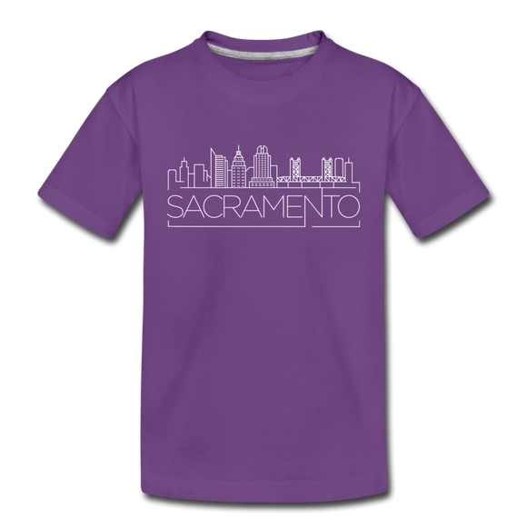 Sacramento, California Youth T-Shirt - Skyline Youth Sacramento Tee - purple