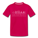 Sacramento, California Youth T-Shirt - Skyline Youth Sacramento Tee - dark pink