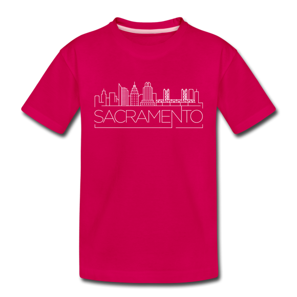 Sacramento, California Youth T-Shirt - Skyline Youth Sacramento Tee - dark pink