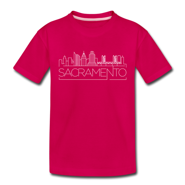 Sacramento, California Youth T-Shirt - Skyline Youth Sacramento Tee - dark pink