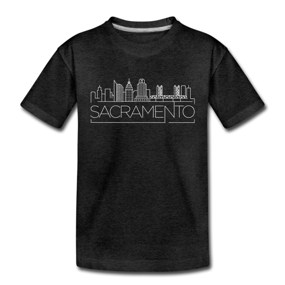 Sacramento, California Youth T-Shirt - Skyline Youth Sacramento Tee - charcoal gray