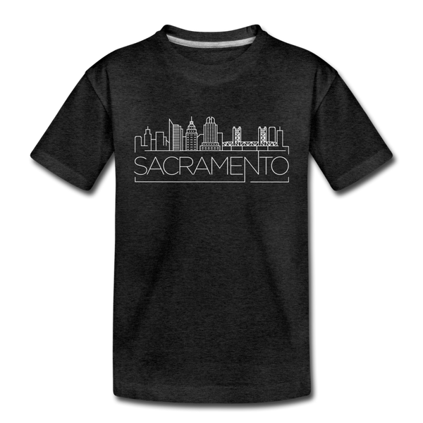 Sacramento, California Youth T-Shirt - Skyline Youth Sacramento Tee - charcoal gray