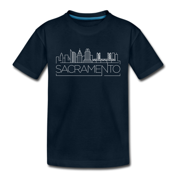 Sacramento, California Youth T-Shirt - Skyline Youth Sacramento Tee - deep navy