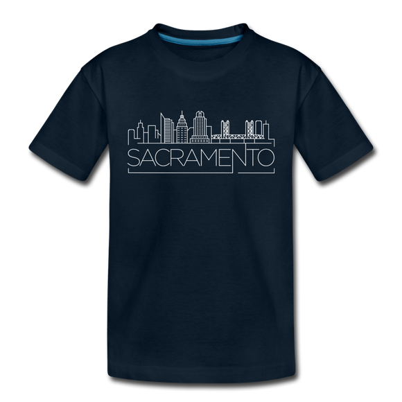 Sacramento, California Youth T-Shirt - Skyline Youth Sacramento Tee - deep navy