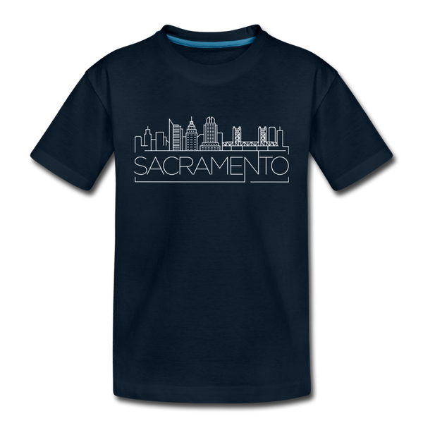 Sacramento, California Youth T-Shirt - Skyline Youth Sacramento Tee - deep navy