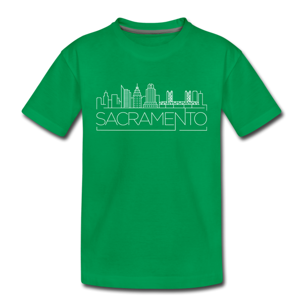 Sacramento, California Youth T-Shirt - Skyline Youth Sacramento Tee - kelly green