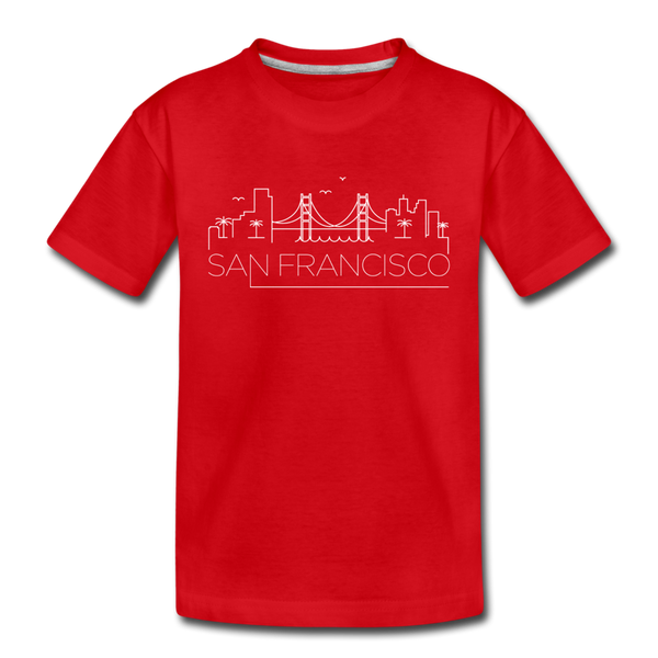 San Francisco, California Youth T-Shirt - Skyline Youth San Francisco Tee - red