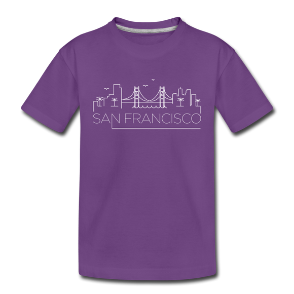 San Francisco, California Youth T-Shirt - Skyline Youth San Francisco Tee - purple