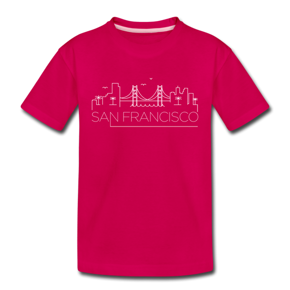 San Francisco, California Youth T-Shirt - Skyline Youth San Francisco Tee - dark pink