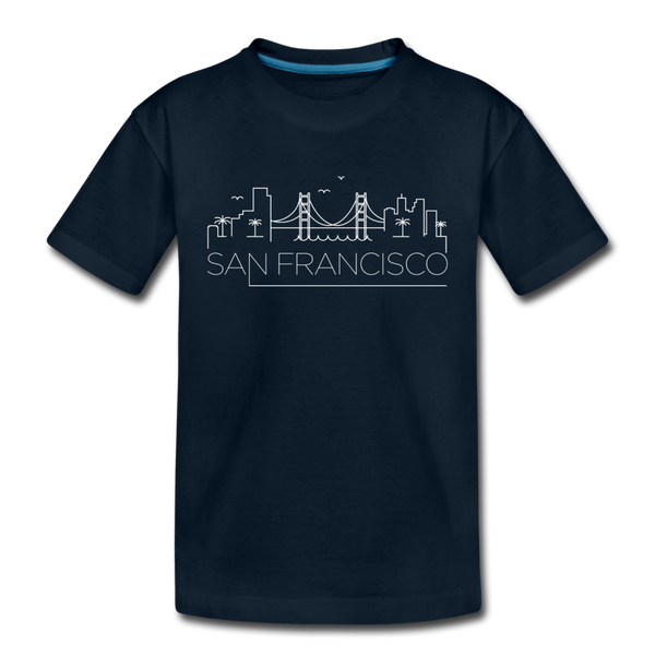 San Francisco, California Youth T-Shirt - Skyline Youth San Francisco Tee - deep navy