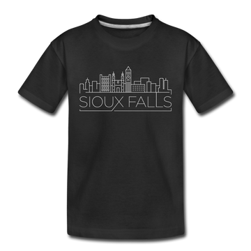 Sioux Falls, South Dakota Youth T-Shirt - Skyline Youth Sioux Falls Tee - black