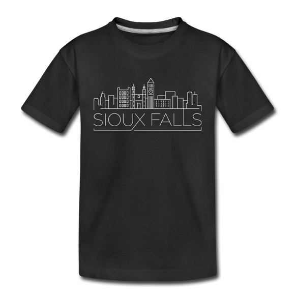Sioux Falls, South Dakota Youth T-Shirt - Skyline Youth Sioux Falls Tee - black