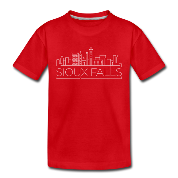 Sioux Falls, South Dakota Youth T-Shirt - Skyline Youth Sioux Falls Tee - red