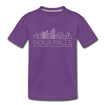 Sioux Falls, South Dakota Youth T-Shirt - Skyline Youth Sioux Falls Tee - purple