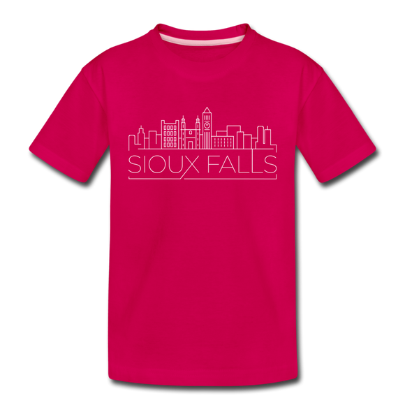 Sioux Falls, South Dakota Youth T-Shirt - Skyline Youth Sioux Falls Tee - dark pink