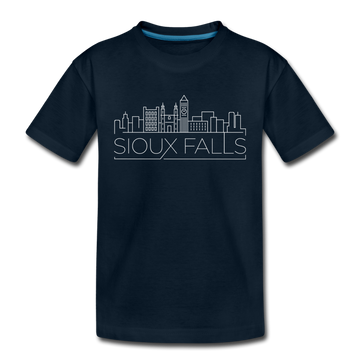 Sioux Falls, South Dakota Youth T-Shirt - Skyline Youth Sioux Falls Tee - deep navy