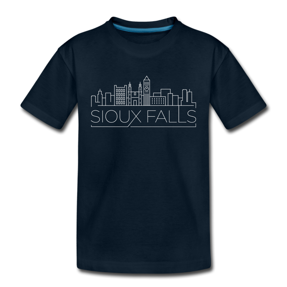 Sioux Falls, South Dakota Youth T-Shirt - Skyline Youth Sioux Falls Tee - deep navy