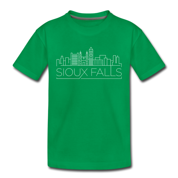 Sioux Falls, South Dakota Youth T-Shirt - Skyline Youth Sioux Falls Tee - kelly green