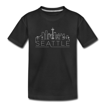 Seattle, Washington Youth T-Shirt - Skyline Youth Seattle Tee - black