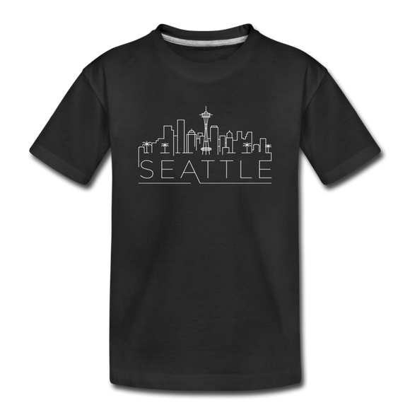 Seattle, Washington Youth T-Shirt - Skyline Youth Seattle Tee - black