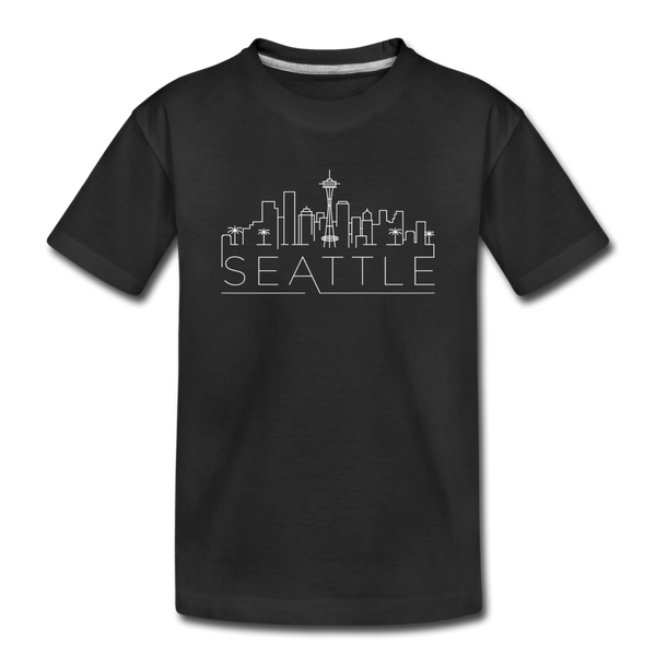 Seattle, Washington Youth T-Shirt - Skyline Youth Seattle Tee - black