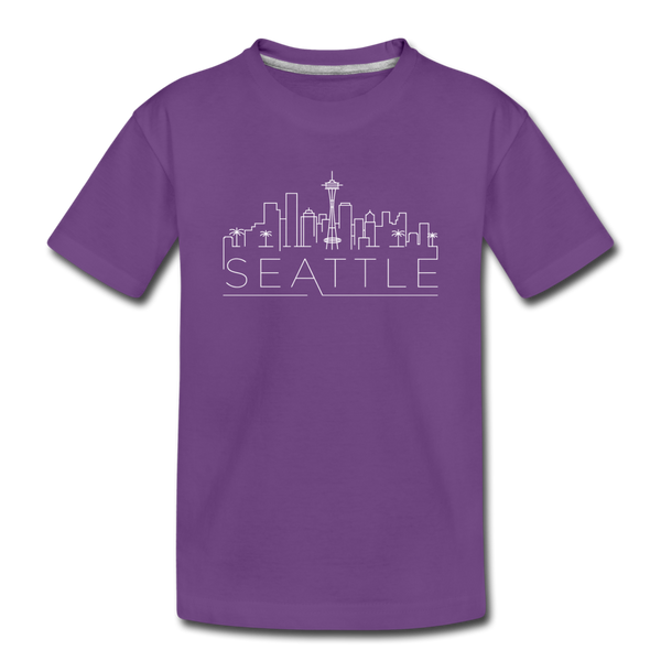 Seattle, Washington Youth T-Shirt - Skyline Youth Seattle Tee - purple