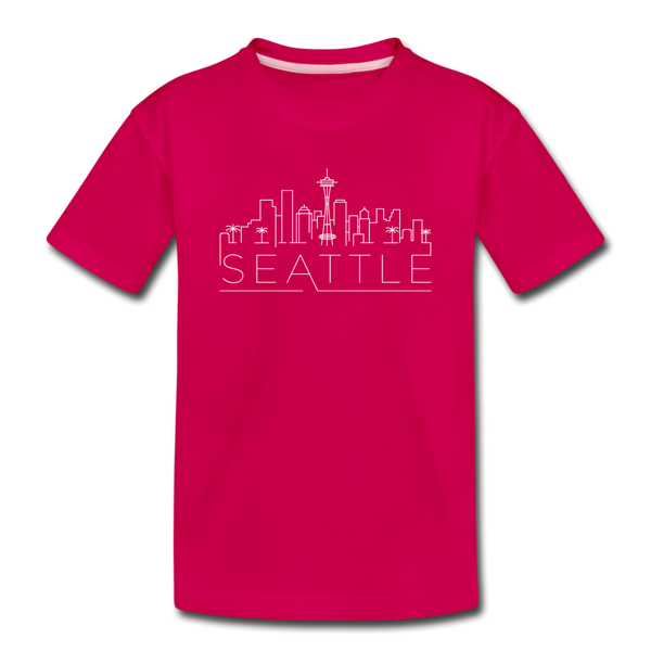 Seattle, Washington Youth T-Shirt - Skyline Youth Seattle Tee - dark pink